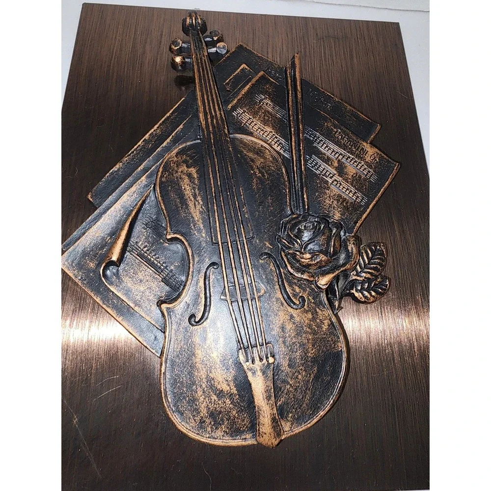 Coppercraft Guild copper art Violin roses and sheet music‎ 3D